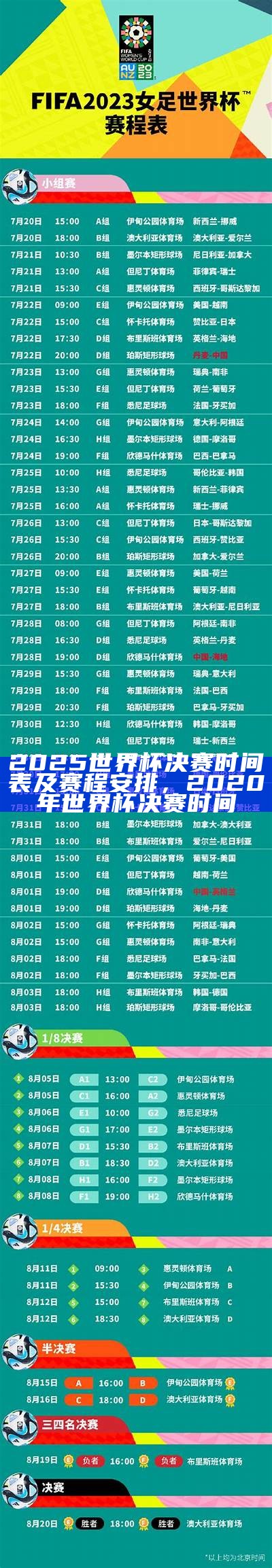 2025世界杯赛程安排及赛事时间表，2030年世界杯赛程