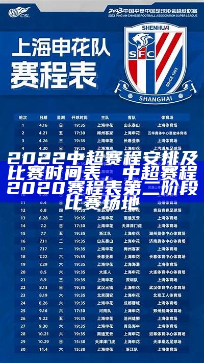 2022中超赛程安排及比赛时间表，中超赛程2020赛程表第二阶段比赛场地