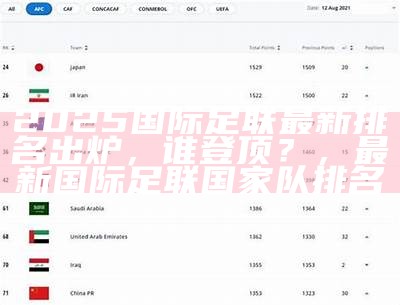 2025国际足联最新排名出炉，谁登顶？，最新国际足联国家队排名
